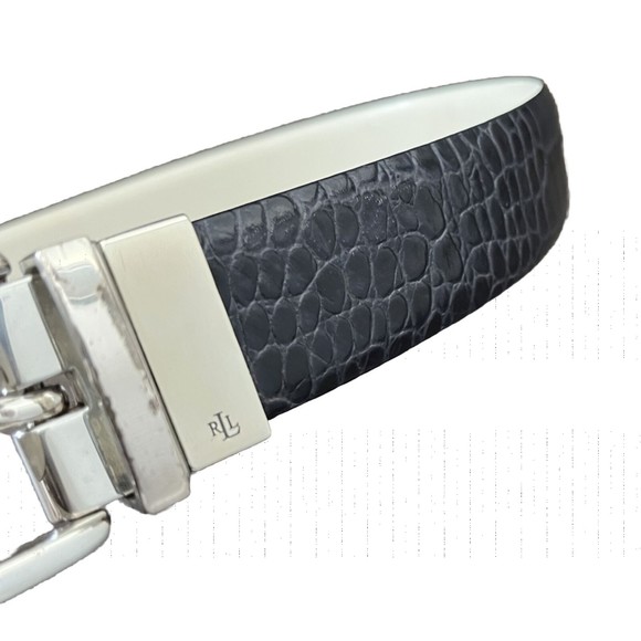 Lauren Ralph Lauren Genuine Alligator Navy Black Leather Belt main image 5